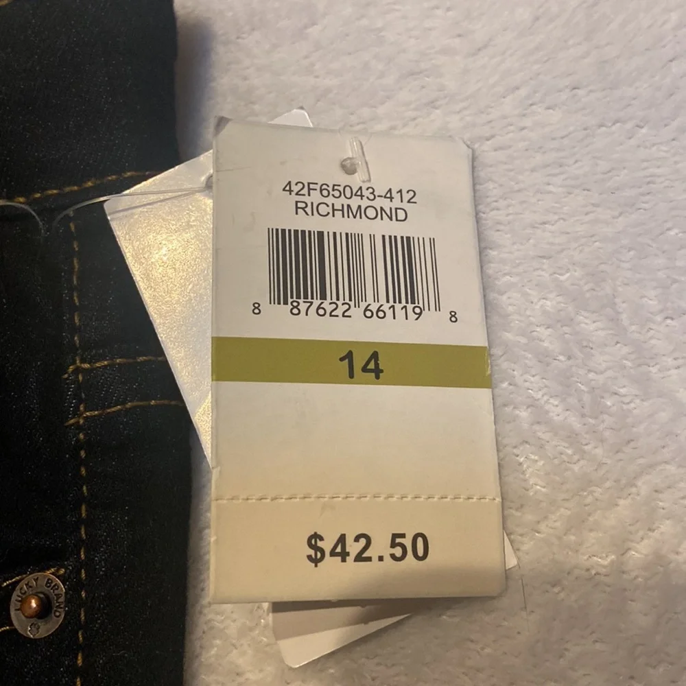 NWT Lucky Brand Girls Size 14 Classic Straight Dark Blue Blue Jeans